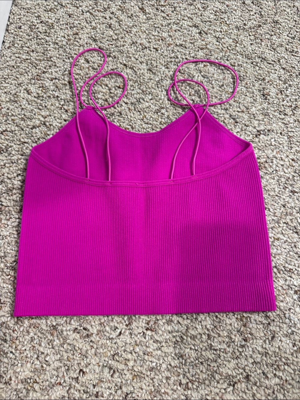 Fuchsia Ribbed Crop Top - Picture 2 of 2